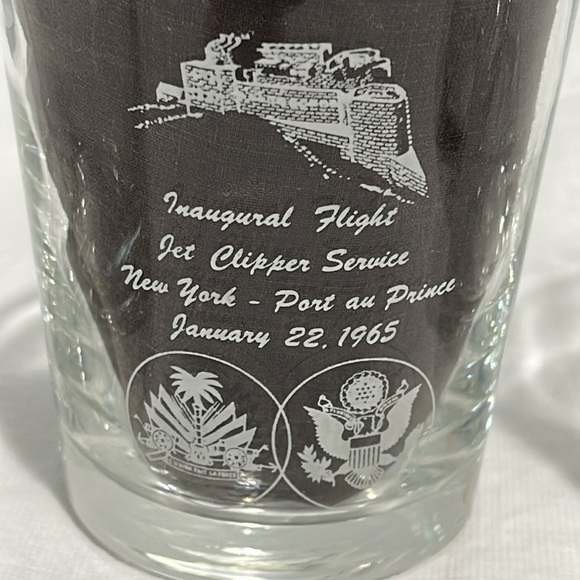 Pan Am Glasses Jet Clipper 1965 Inaugural Flight NY To Port-A-Prince Set Of 6 - Picture 3 of 16